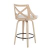 Lumisource Charlotte Counter Stool in White Washed Wood and Cream Fabric, PK 2 B26-CHARLOT WWCR2